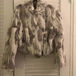 Adrienne Landau 100% Rabbit Fur Cropped Jacket